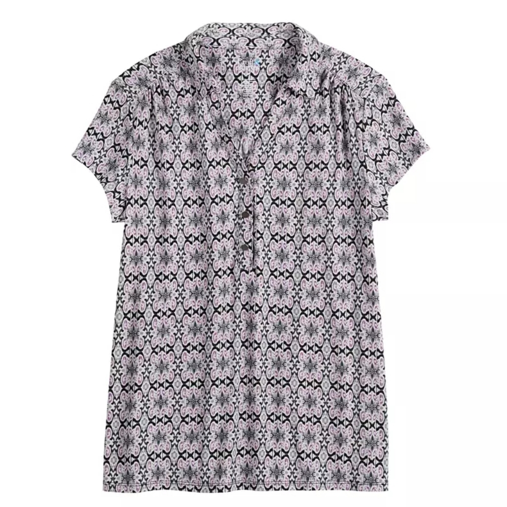 *Like New* Croft & Barrow Small Purple Black Collared Short-sleeve Blouse